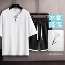 夏季运动套装木板挂拍休闲百搭时尚短套装CK2410+TC3134-P59控89，男装休闲套装，星座717