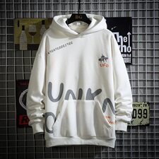 网格日系印花黄色连帽卫衣男秋季加绒套头衫A090-WY50P65限88，男装卫衣，电商A089-1