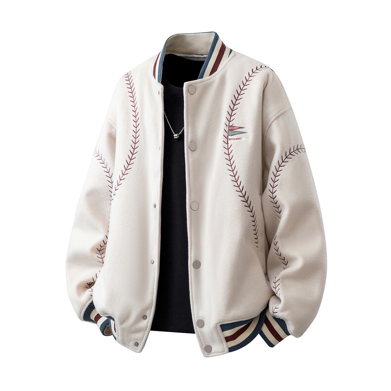 美式旗帜字母刺绣大码S-2XL夹棉聚酯纤维棒球棉衣男78156P148，男装棉衣，星座227-7