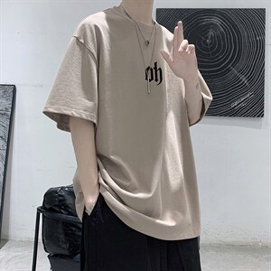 HXY987TP20字母印花短袖T恤男2023新款大码宽松休闲半袖上衣夏，男装T恤，电商A102-1