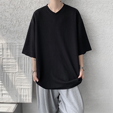 8XL-M短袖肌理感冰丝凉感T恤特大码鸡心领半袖纯色体恤DX1216/P28，男装T恤，电商B238