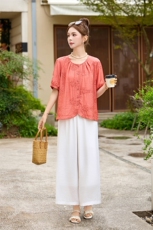 现货！2025夏季新款刺绣套装女时尚休闲气质宽松两件套套装，女装套装/套裙，魅影