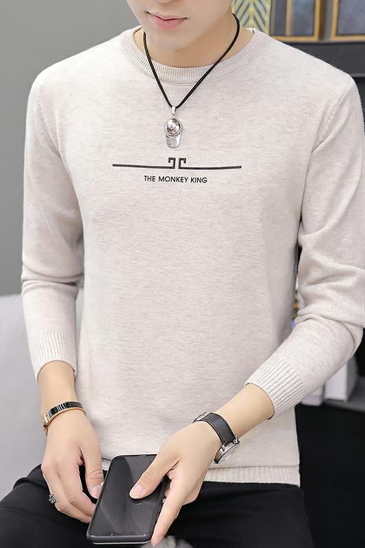 6791春秋装季毛衣男士韩版修身潮流白色打底衫针织衫线衣纯色,男装针织衫/毛衣,电商D310（原电商305）