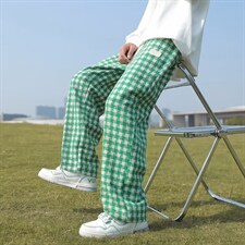 218-1-P40-D1868新款时尚休闲宽松格子直筒裤，男装休闲裤，四季星座218-1