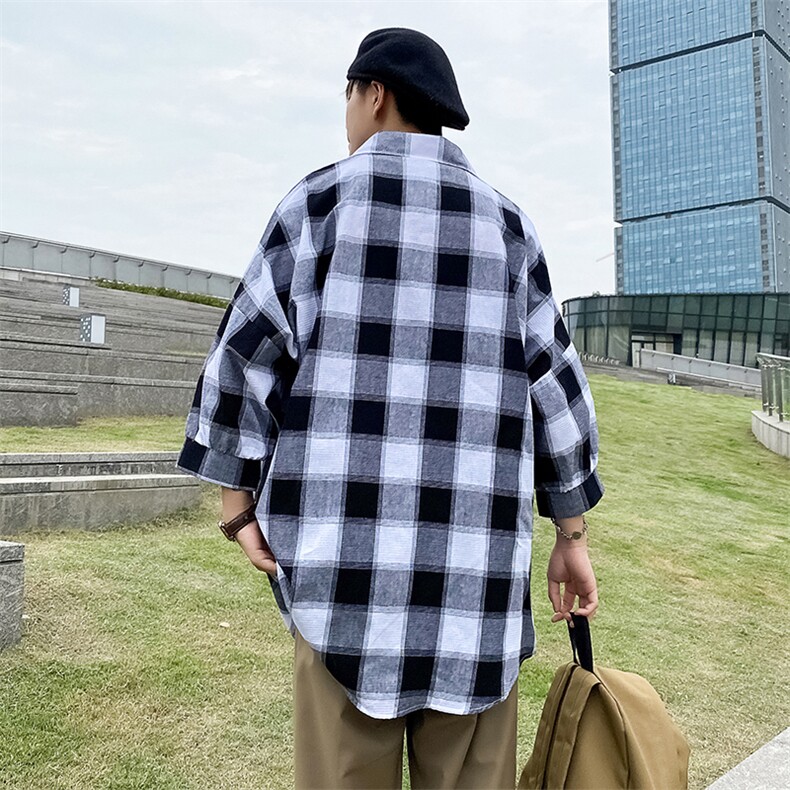 2023夏季新上市潮牌大码宽松流行七分袖青少年衬衫CS7119-P35,男装衬衫,电商A128