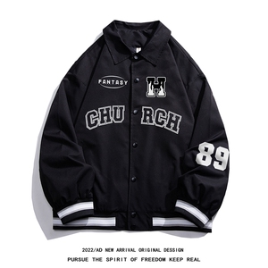 白底23春季新款hiphop炸街设计感ins潮流翻领夹克外套G721P65控88图片