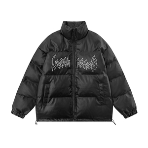 白底 23冬季时尚百搭宽松字母印花PU皮棉服外套MY6455P115控158图片