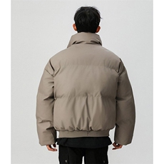 现货5W件冬季三防重磅硬挺boxy短款羽绒立领PU皮棉衣外套加厚棉服，男装棉衣，电商A486