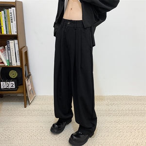 美式复古垂感西裤男高级感男士褶皱阔腿免烫西装裤 XK321-P40图片