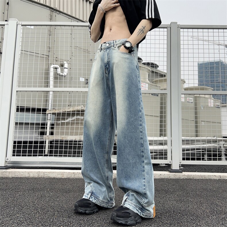 美式高街Vibe牛仔裤男痞帅炸街倒装牛仔裤小众情侣长裤K55033-p50,男装牛仔裤,星座1008