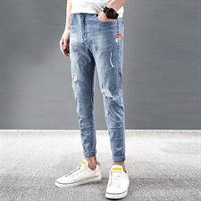主推大货常年款网红九分牛仔裤男修身小脚韩版潮流，男装牛仔裤，星座410-6（原星座1304-1）