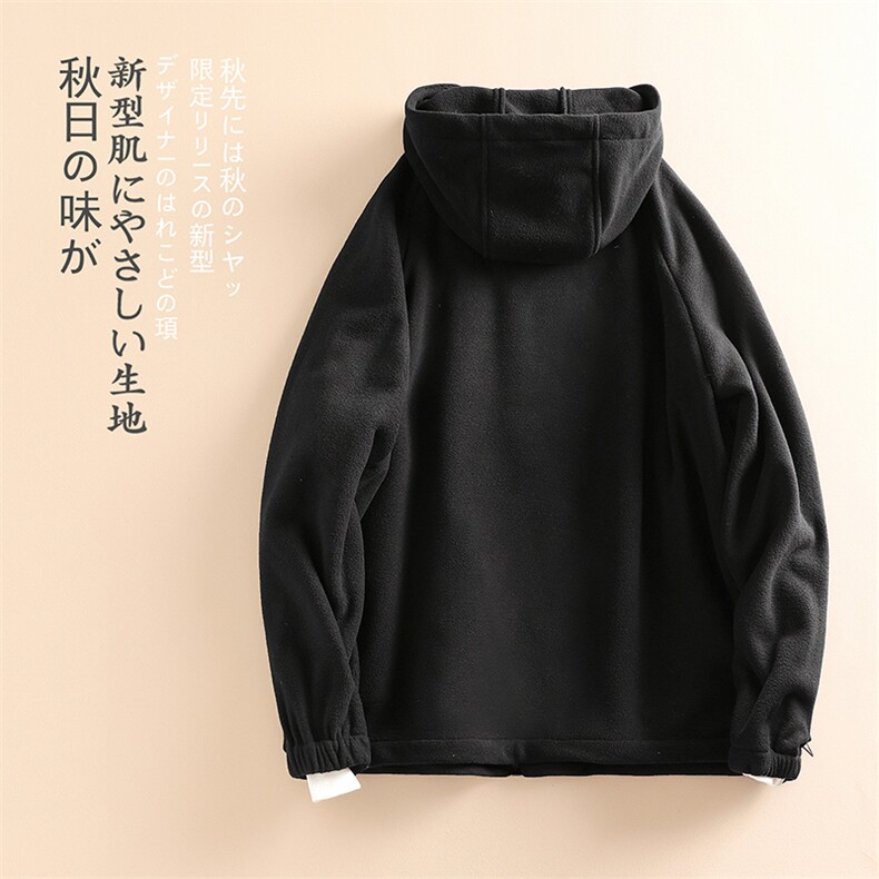 秋冬新款港风休闲双面摇粒绒开衫连帽卫衣男大码夹克外套J623-P65,男装毛呢大衣,电商A082