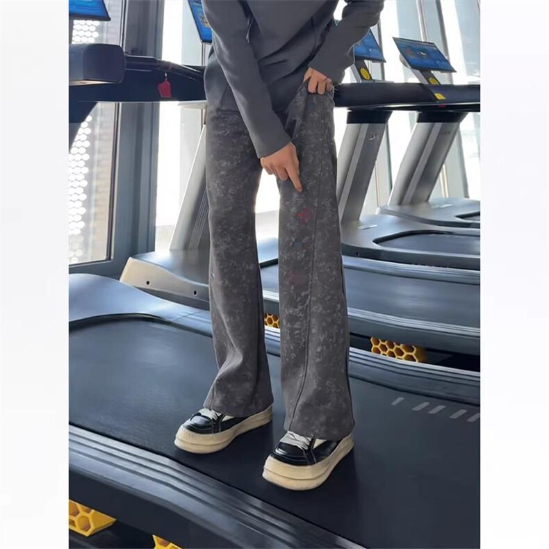 春装高品质扎染刺绣工艺弯刀卫裤男重磅复古垂感休闲运动裤阔腿裤图片
