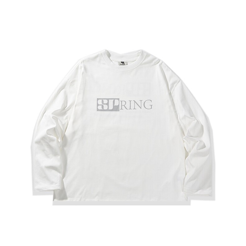 南夏乔装2025春季新款日系字母印花圆领打底上衣复古中性宽松卫衣，男装卫衣，电商S006（B521）