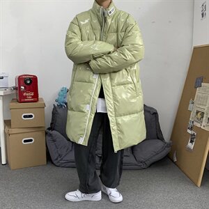 518中长款棉衣男亮面镭射港风加厚冬装棉袄男M2023 P145 控168图片