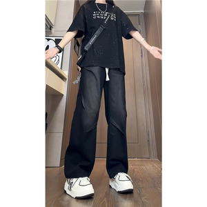 K1225-特p38-控68 oversize cleanfit折皱牛仔裤直筒裤老爹裤长裤图片