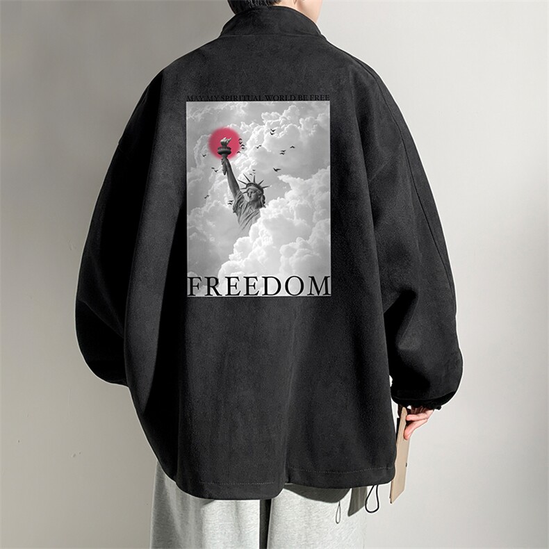 麂皮绒夹克男大码立领褂子外套JK85326-P68加绒款-P78,男装夹克,电商A040