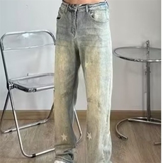 潮流牛仔裤原宿拉链日系慵懒ins自然腰流行百搭长裤春NZ752，男装牛仔裤，星座208-5