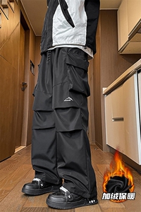 8XL-M美式机能加绒加厚冲锋裤男冬季宽松大码刺绣工装裤KZ020P50图片
