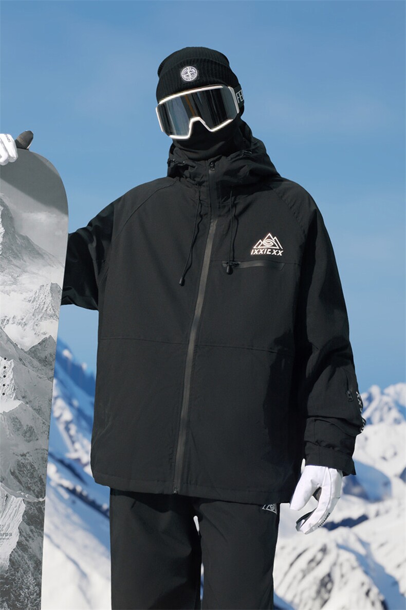 冬款单板双板防风防水加棉宽松大码连帽滑雪服外套男女HF66-P165,男装棉衣,电商A001-1