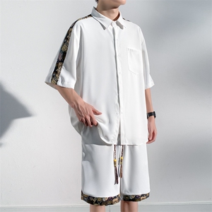 1小熊短袖衬衫男+短裤大码情侣套装92%聚酯纤维8%氨纶TZ77058P70图片