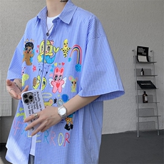 CS1128-P60控98高品质夏季新款设计感大码冰丝短袖情侣衬衫，男装T恤，电商A059