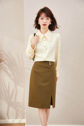 2021秋季新品韩版减龄翻领衬衫，女装衬衫，秋子丰色(3F)