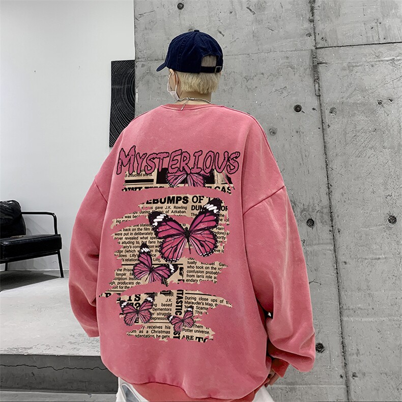 美式潮牌重磅水洗做旧圆领卫衣力推大码男XZ517A-BK5540-P58图片
