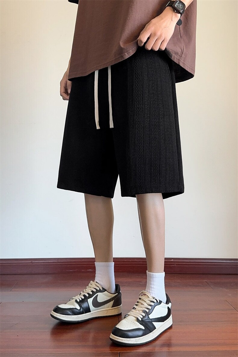 麦穗纹凉感运动短裤男夏季潮牌宽松直筒休闲中裤阔腿情侣五分裤子,男装牛仔裤,电商B220