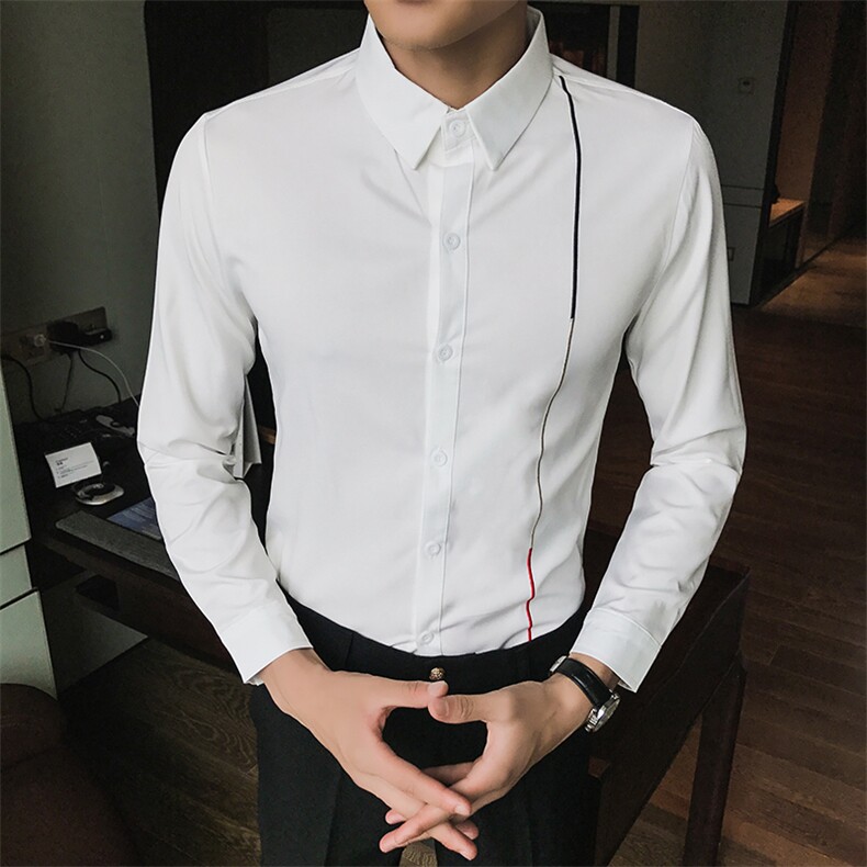 2021春秋装长袖衬衫男装 韩版修身长衬衣男式休闲寸衣816B-NY15图片