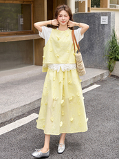 2025夏季新款时尚套装女洋气小个子圆领短袖上衣配短裤两件套潮，女装套装/套裙，橙子家