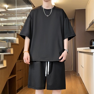 光版二开冰丝垂感套装圆领男士休闲运动一套潮A266-BSYLTZ006-P50图片