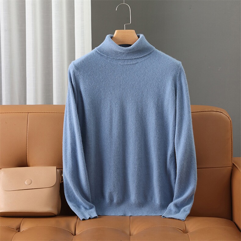 新款高领纯山衫女秋冬套头毛衣宽松短款针织衫加厚打底衫，女装羊毛衫，奢优羊绒