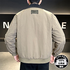 标50绒2025冬季跑量新款男士假两件老钱风翻领白鸭绒羽绒服夹克，男装夹克，电商A225