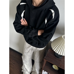 复古潮牌异形分割网眼拼接连帽卫衣解构机能风男女上衣WY0061图片