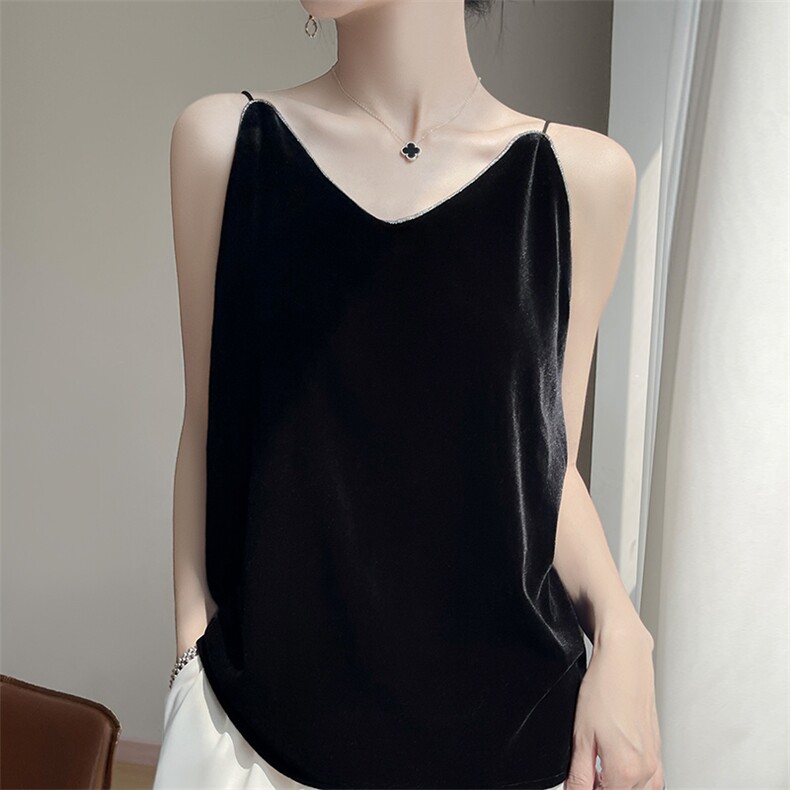 25夏季新款丝绒吊带背心女内搭西装针织打底背心女夏季外穿修身，女装背心吊带，暖习羊绒