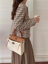 2021秋季新款气质显百搭高极感千鸟格小香风短外套，女装短外套，L·H·X