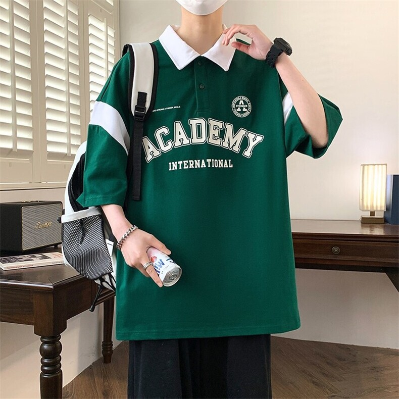 84068-P40衫男短袖夏季简约潮流百搭t恤上衣服宽松学院风,男装T恤,电商D310B
