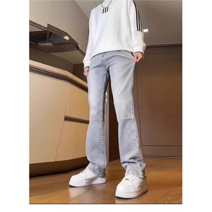 k2506-p38-S-5XL（网络图）高品质灰色微喇微弹现货牛仔裤图片
