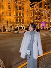 高档仿皮草外套毛毛外套，女装皮草，M.W 嫚维