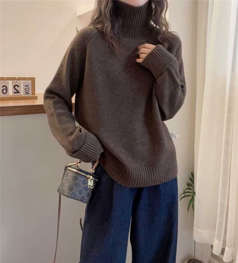优雅气质高领羊毛衫秋冬必备百搭单品显瘦修身设计温暖舒适,女装羊毛衫,圣旺供货