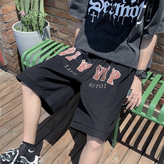 街头字母篮球运动短裤男宽松潮牌夏季外穿百搭五分裤DK2693-P28，男装休闲裤，星座1008-1