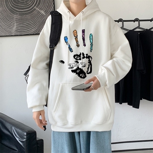 L2461P48韩版ins男士学生宽松运动连帽卫衣春季加绒情侣外套图片
