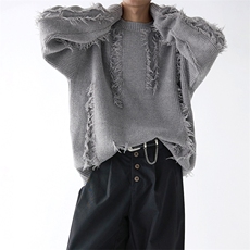 潮搭显个性休闲范上衣宽松复古风格慵懒个性毛衣HY832TP55控89，男装针织衫/毛衣，电商A102B