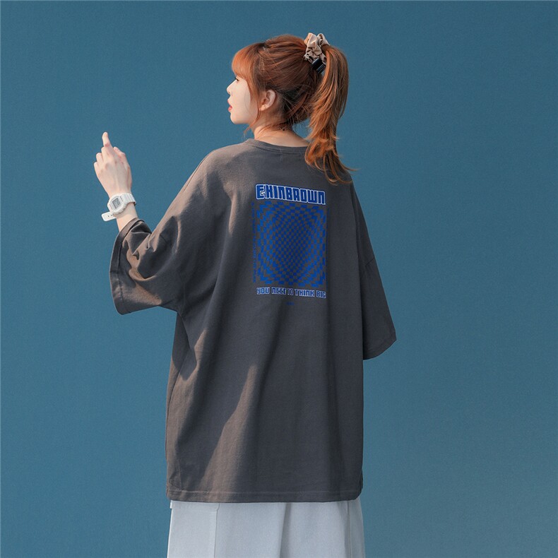 1中性风短袖女港风日系休闲情侣大码风短袖T恤DT7653P30控45图片