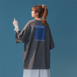 1中性风短袖女港风日系休闲情侣大码风短袖T恤DT7653P30控45图片