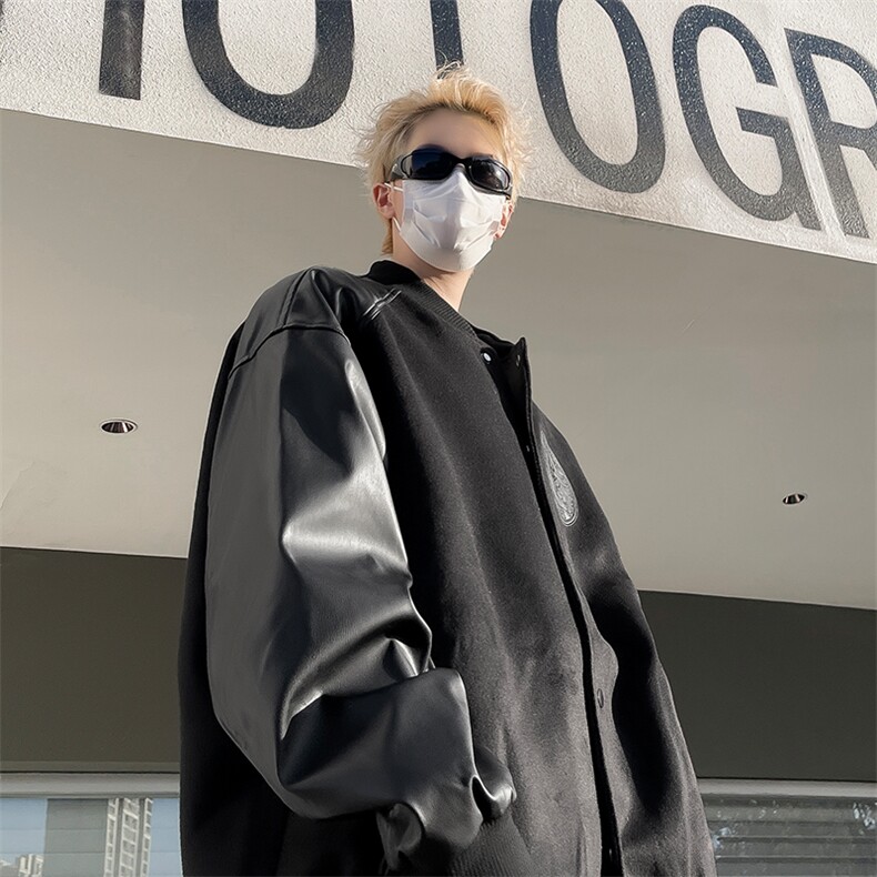 2024年男女外套棒球服拼接美式春秋夹克胖子上衣服帅气-JK228-p80,男装夹克,星座601-2