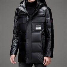 中年羽绒服白鸭绒休闲商务保暖加厚中长款外套爸爸装ZL7797-P300，男装羽绒服，电商B212（原钱塘6029）