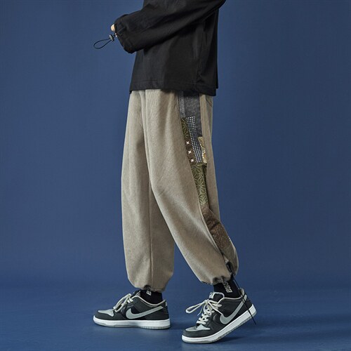 秋冬季休闲裤长裤炸街九分ins抽绳束脚灯芯绒裤子A125-BK910-P50，男装休闲裤，电商A125