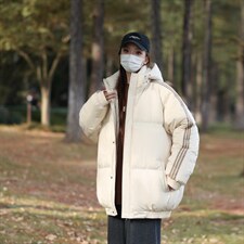 冬季港风三条杠撞色连帽棉衣加绒加厚拼色加厚棉衣外套MY6088P90，男装棉衣，电商A128